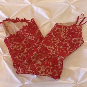 Macrame Red and Nude Dress